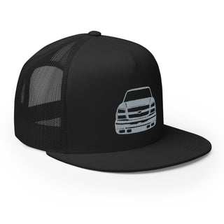 Chevy Silverado Embroidered Flat Bill Meshback Trucker Cap