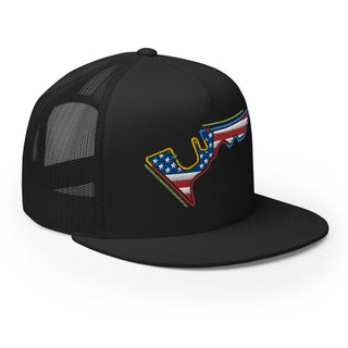 Circuit of the Americas (COTA) Circuit Sectors with DRS Zones and US Flag F1 Embroidered Flat Bill Trucker Cap