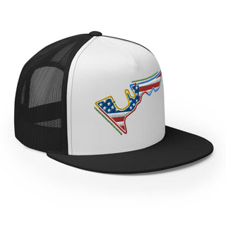 Circuit of the Americas (COTA) Circuit Sectors with DRS Zones and US Flag F1 Embroidered Flat Bill Trucker Cap