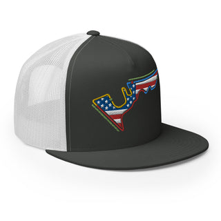 Circuit of the Americas (COTA) Circuit Sectors with DRS Zones and US Flag F1 Embroidered Flat Bill Trucker Cap