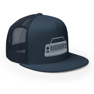 Chevy Squarebody Truck Embroidered Flat Bill Meshback Trucker Cap