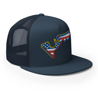 Circuit of the Americas (COTA) Circuit Sectors with DRS Zones and US Flag F1 Embroidered Flat Bill Trucker Cap