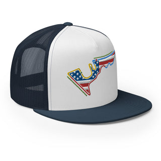 Circuit of the Americas (COTA) Circuit Sectors with DRS Zones and US Flag F1 Embroidered Flat Bill Trucker Cap