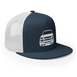 Chevy Silverado Embroidered Flat Bill Meshback Trucker Cap