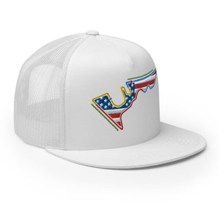 Circuit of the Americas (COTA) Circuit Sectors with DRS Zones and US Flag F1 Embroidered Flat Bill Trucker Cap