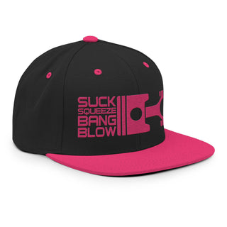 Suck Squeeze Bang Blow Embroidered Snapback Flat Bill Hat