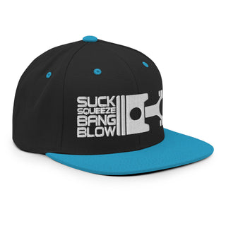 Suck Squeeze Bang Blow Embroidered Snapback Flat Bill Hat