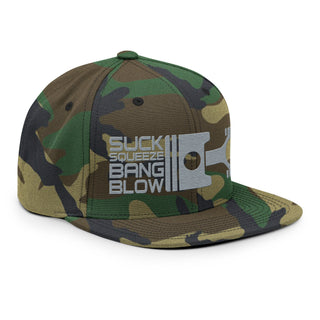 Suck Squeeze Bang Blow Embroidered Snapback Flat Bill Hat