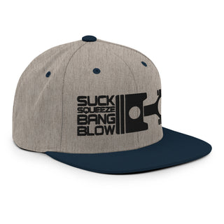 Suck Squeeze Bang Blow Embroidered Snapback Flat Bill Hat