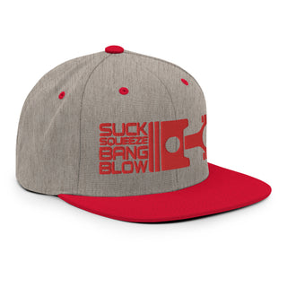 Suck Squeeze Bang Blow Embroidered Snapback Flat Bill Hat