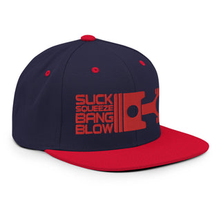 Suck Squeeze Bang Blow Embroidered Snapback Flat Bill Hat