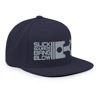Suck Squeeze Bang Blow Embroidered Snapback Flat Bill Hat