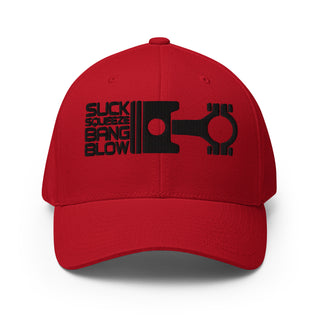 Suck Squeeze Bang Blow Embroidered Flexfit Cap