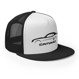 5th Gen Camaro Embroidered Flat Bill Meshback Trucker Cap