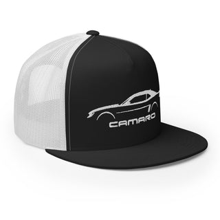 5th Gen Camaro Embroidered Flat Bill Meshback Trucker Cap