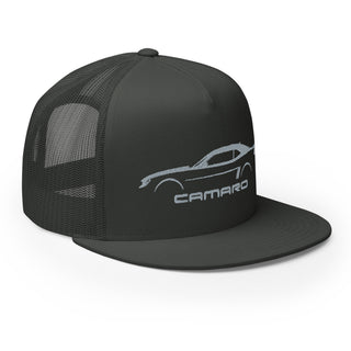 5th Gen Camaro Embroidered Flat Bill Meshback Trucker Cap