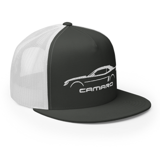 5th Gen Camaro Embroidered Flat Bill Meshback Trucker Cap
