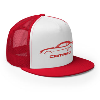 5th Gen Camaro Embroidered Flat Bill Meshback Trucker Cap