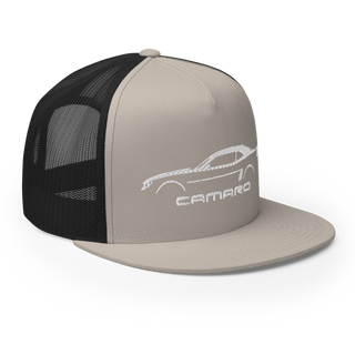 5th Gen Camaro Embroidered Flat Bill Meshback Trucker Cap