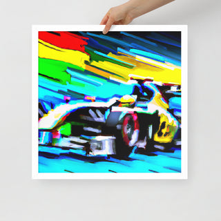 Colorful F1 Car Framed Poster