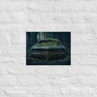 Abandoned Muscle Car in a Forest Poster