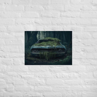 Abandoned Muscle Car in a Forest Poster