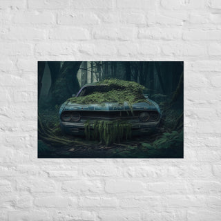 Abandoned Muscle Car in a Forest Poster