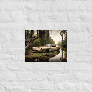 Abandoned Classic Sports Car in the Bayou Poster