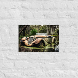 Abandoned Vintage Roadster in the Bayou Poster