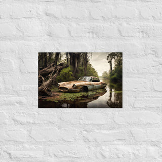 Abandoned Classic Sports Car in the Bayou Poster