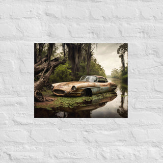 Abandoned Classic Sports Car in the Bayou Poster
