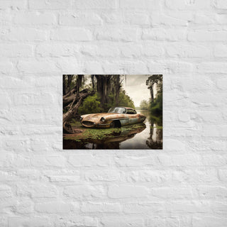 Abandoned Classic Sports Car in the Bayou Poster