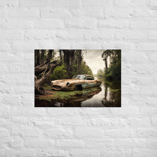 Abandoned Classic Sports Car in the Bayou Poster