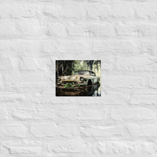 Abandoned White Classic Car in the Bayou Poster