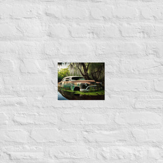 Abandoned Green Classic Car in the Bayou Poster