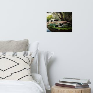 Abandoned Green Classic Car in the Bayou Metal Print