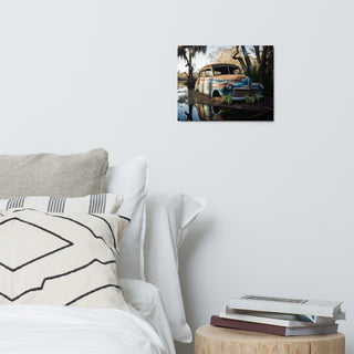 Abandoned Blue Classic Car in the Bayou Metal Print