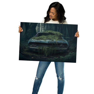 Abandoned Muscle Car in a Forest Metal Print