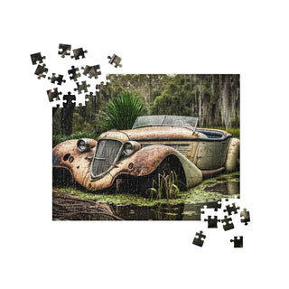 Abandoned Vintage Roadster in the Bayou Jigsaw Puzzle
