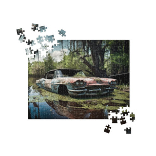 Abandoned Classic Convertible in the Bayou Jigsaw Puzzle