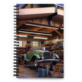 Vintage MG Restoration Shop Painting Spiral Notebook