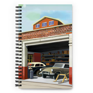 Vintage Brick Auto Shop Painting Spiral Notebook