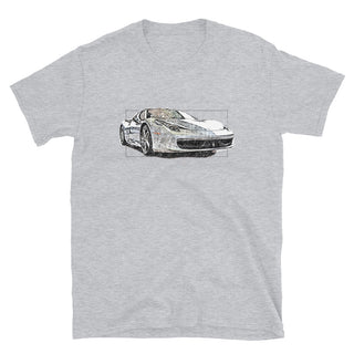 Sketched Ferrari 458 Italia Short-Sleeve Unisex T-Shirt
